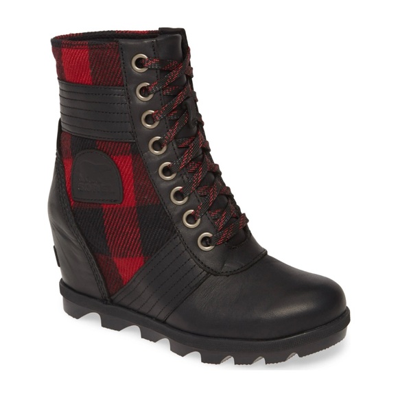 SOREL Lexie Wedge Boots in Tartan Black - Picture 3 of 13